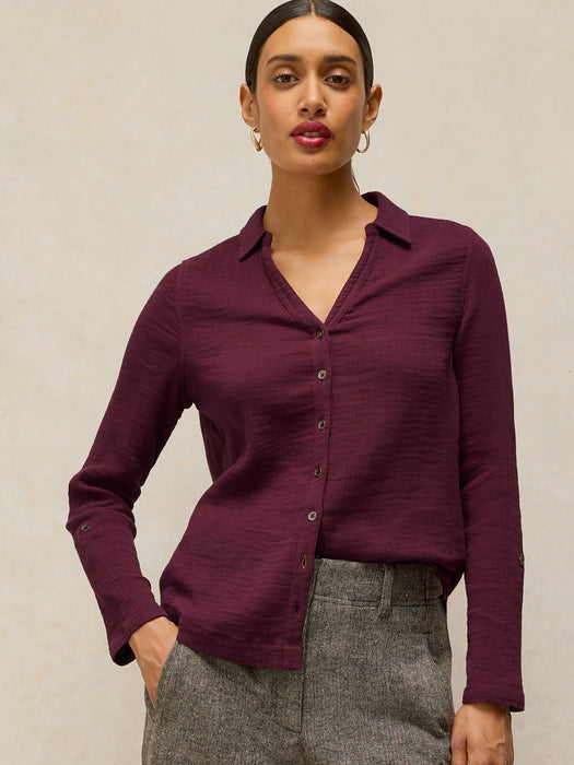 White Stuff Annie Double Cloth Shirt In Dark Plum