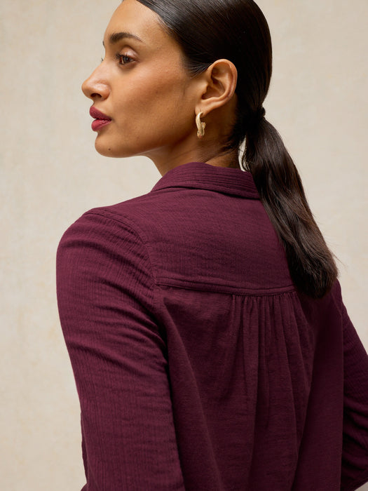 White Stuff Annie Double Cloth Shirt In Dark Plum
