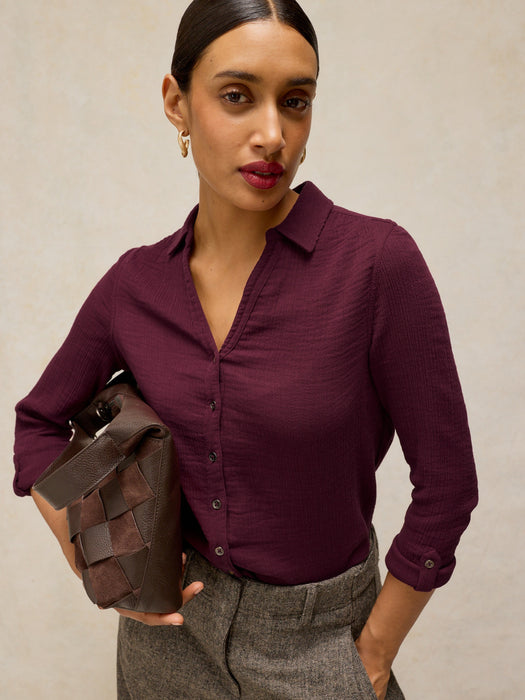 White Stuff Annie Double Cloth Shirt In Dark Plum