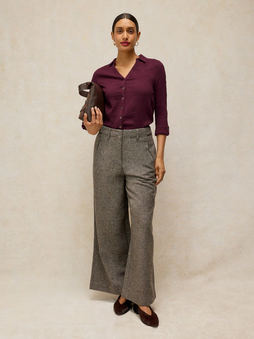 White Stuff Annie Double Cloth Shirt In Dark Plum