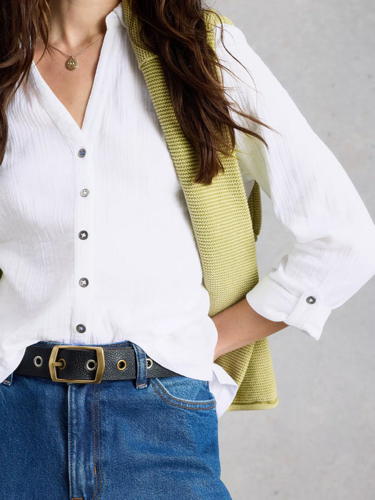 White Stuff Women's Annie Short Sleeve Double Cloth In Brilliant White