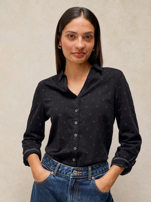 White Stuff Women's Annie Sparkle Shirt In Pure Black