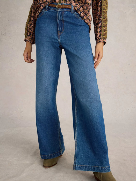 White Stuff Women's Ayla Wide Leg Jean In Mid Denim