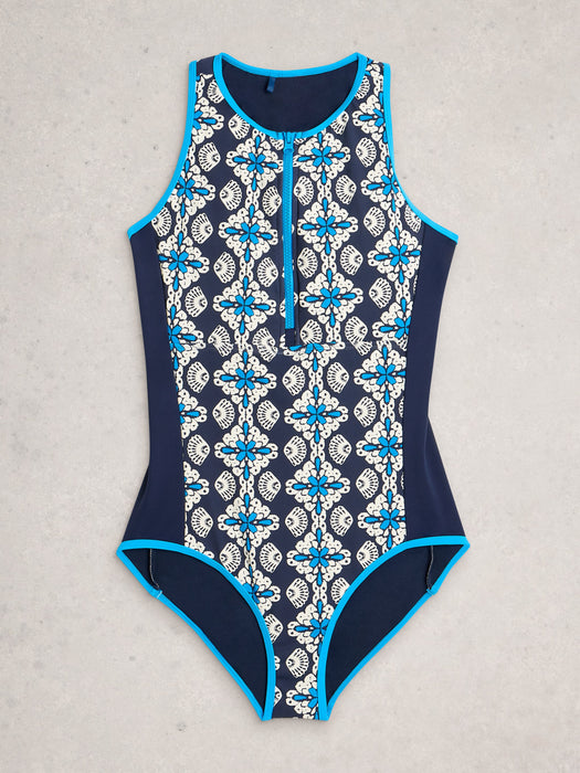 White Stuff Women's Bay Swimsuit In Navy Print