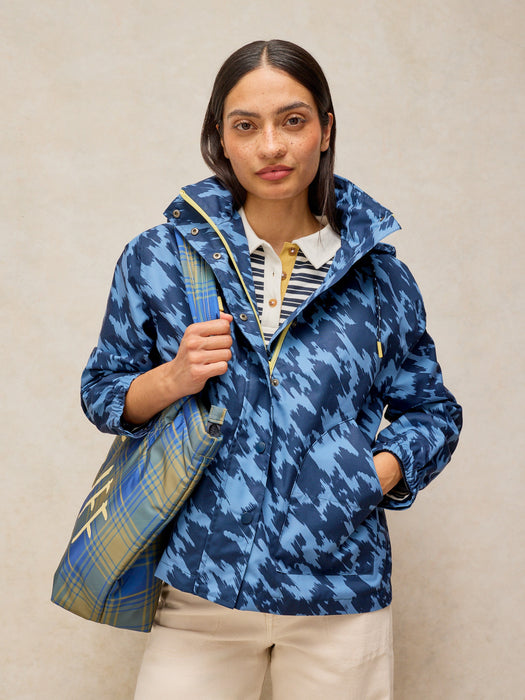 White Stuff Beth Short Waterproof Coat In Navy Multi