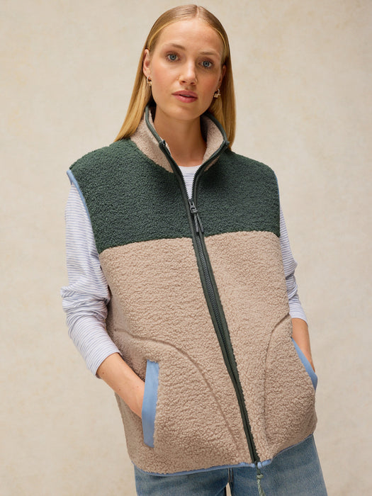 White Stuff Women's Borg Zip Through Gilet In Natural Multi
