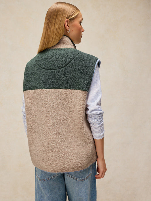 White Stuff Women's Borg Zip Through Gilet In Natural Multi