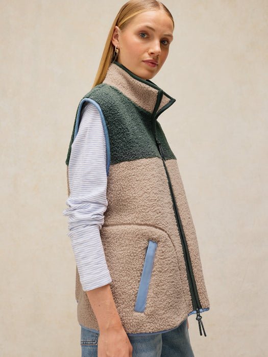 White Stuff Women's Borg Zip Through Gilet In Natural Multi