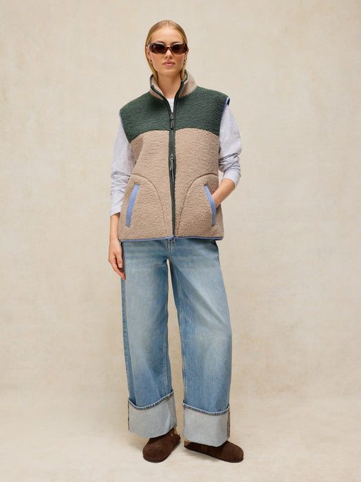 White Stuff Women's Borg Zip Through Gilet In Natural Multi