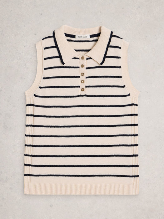 White Stuff Women's Candice Stripe Collar Vest In Ivory Multi