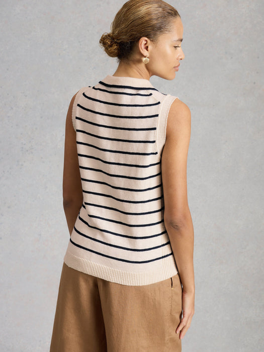 White Stuff Women's Candice Stripe Collar Vest In Ivory Multi