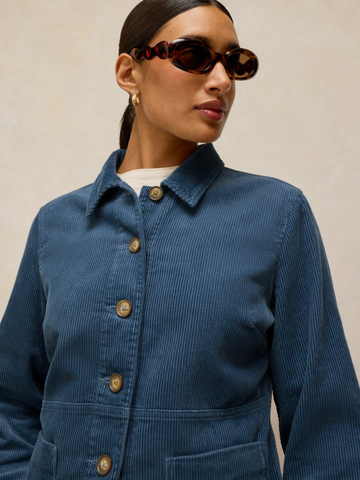 White Stuff Women's Carrie Cord Long Sleeve Jacket In Dusky Blue