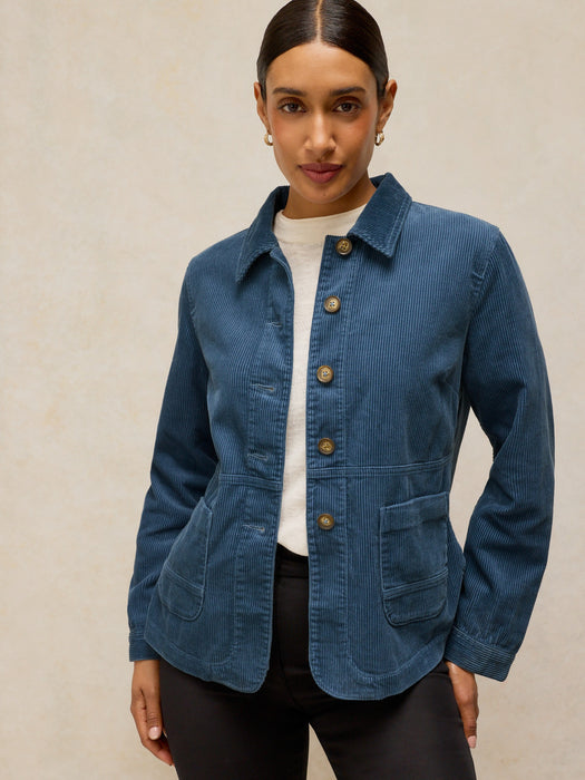 White Stuff Women's Carrie Cord Long Sleeve Jacket In Dusky Blue