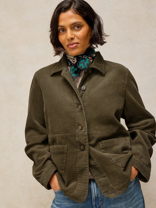 White Stuff Women's Carrie Cord Long Sleeve Jacket In Khaki Green