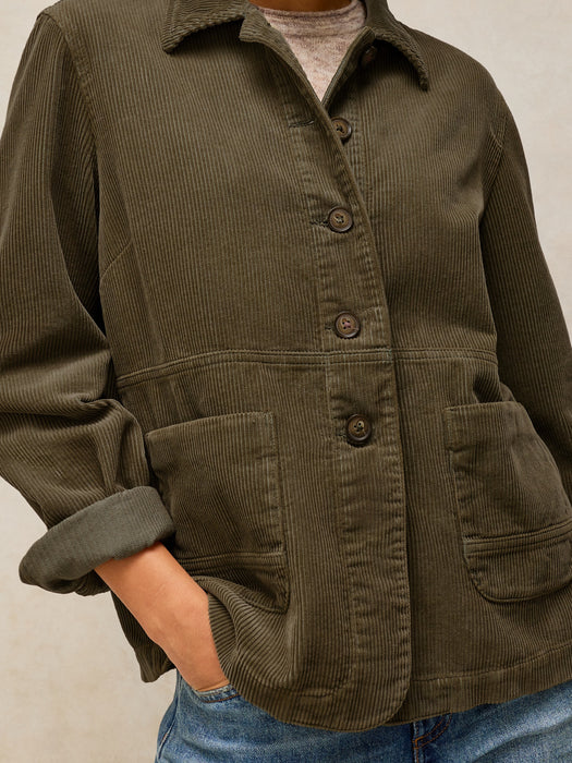 White Stuff Women's Carrie Cord Long Sleeve Jacket In Khaki Green