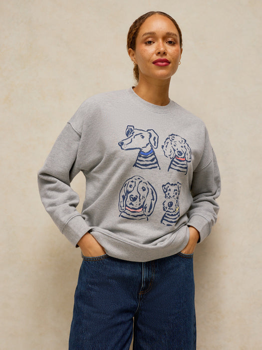 White Stuff Women's Cleo Longline Graphic Sweat In Grey Marl