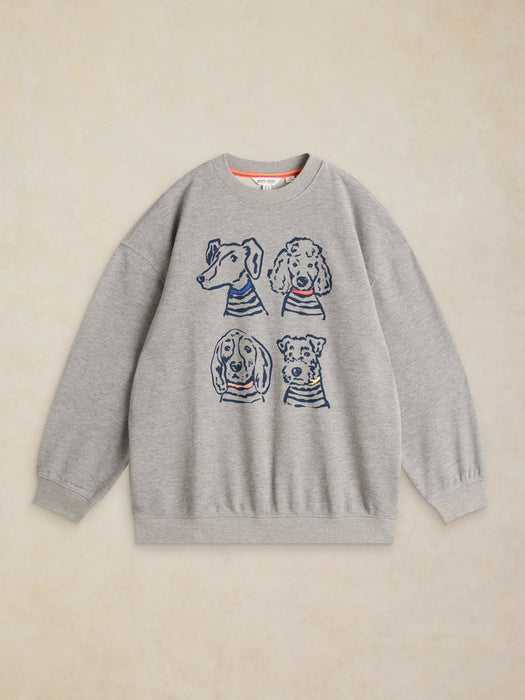 White Stuff Women's Cleo Longline Graphic Sweat In Grey Marl