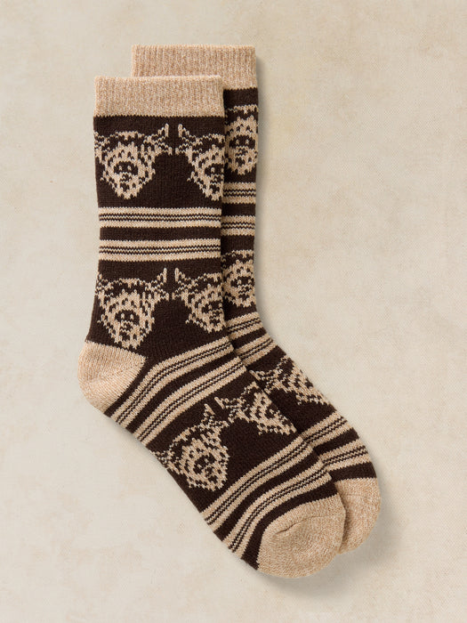 White Stuff Women's Cow Cabin Sock In Brown Multi