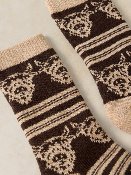 White Stuff Women's Cow Cabin Sock In Brown Multi