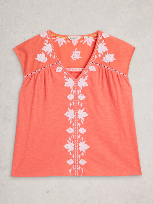 White Stuff Women's Fliss Floral Top In Coral Multi