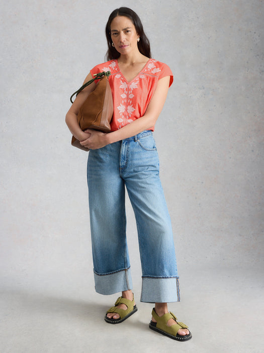 White Stuff Women's Fliss Floral Top In Coral Multi