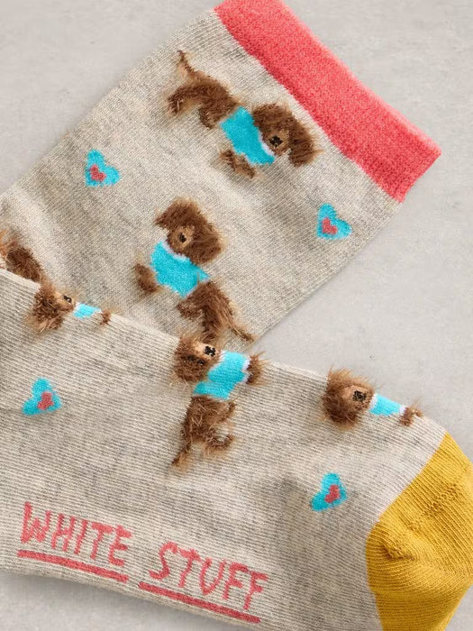 White Stuff Women's Fluffy Sausage Ankle Sock In Grey Multi