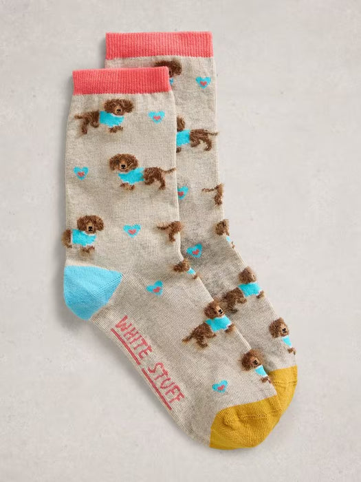 White Stuff Women's Fluffy Sausage Ankle Sock In Grey Multi