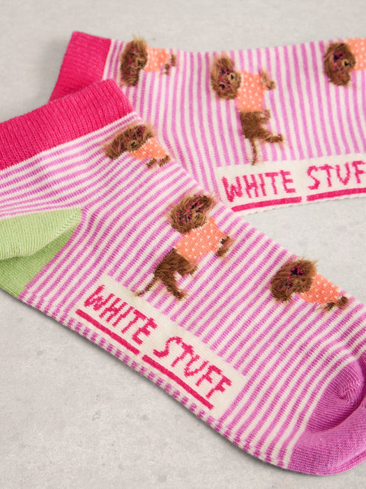 White Stuff Women's Fluffy Sausage Trainer Sock In Pink Multi