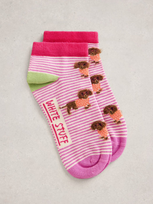 White Stuff Women's Fluffy Sausage Trainer Sock In Pink Multi
