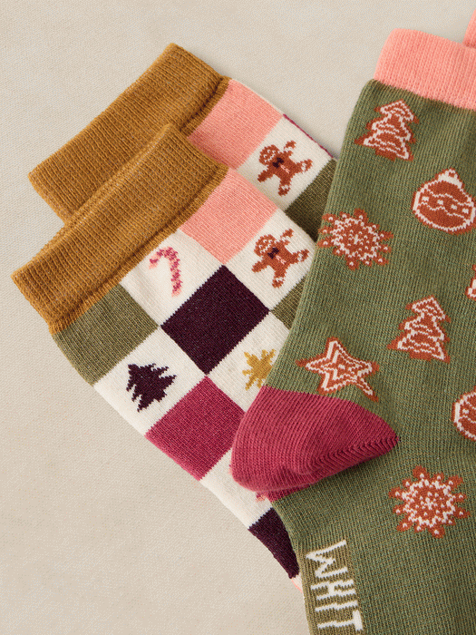 White Stuff Women's Gingerbread Ankle Sock In Green Multi 2 Pack