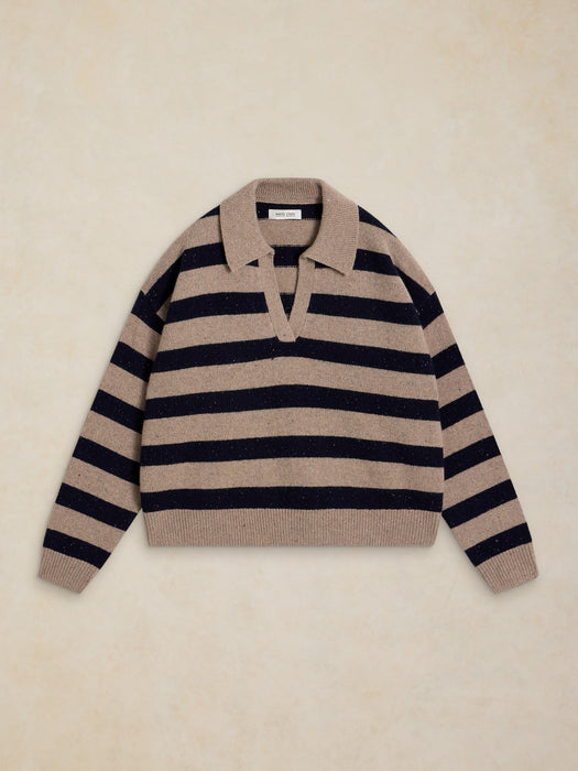 White Stuff Women's Izzy Striped Collar Jumper In Natural Multi