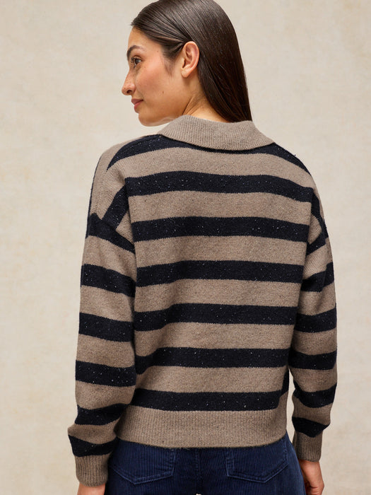 White Stuff Women's Izzy Striped Collar Jumper In Natural Multi