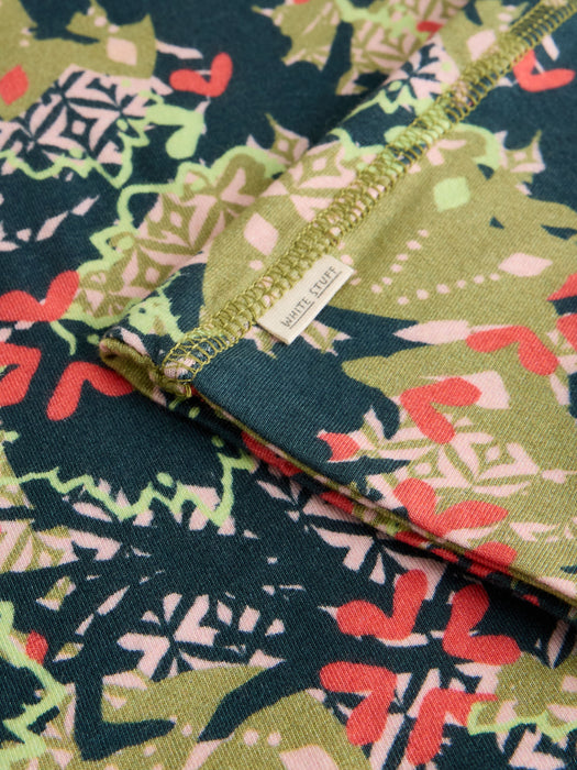 White Stuff Women's Jersey Roll Versatile In Green Print