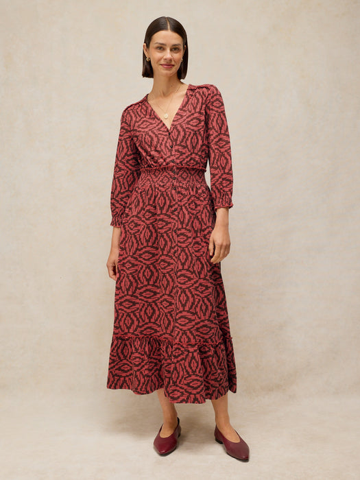White Stuff Women's Jonie Shirred Jersey Dress In Black Print
