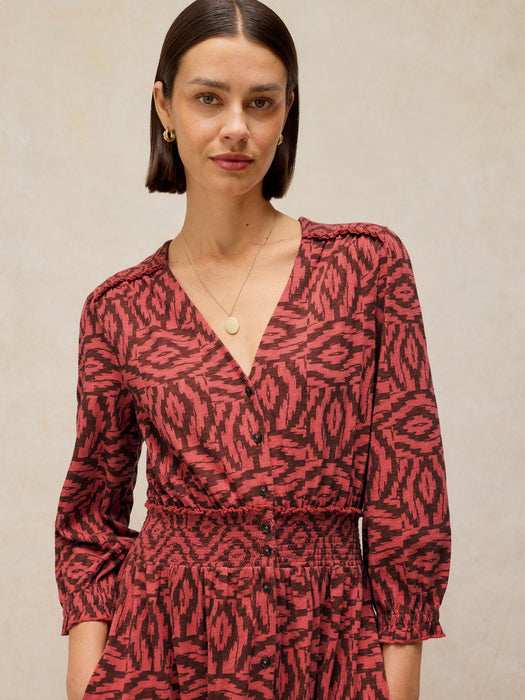 White Stuff Women's Jonie Shirred Jersey Dress In Black Print