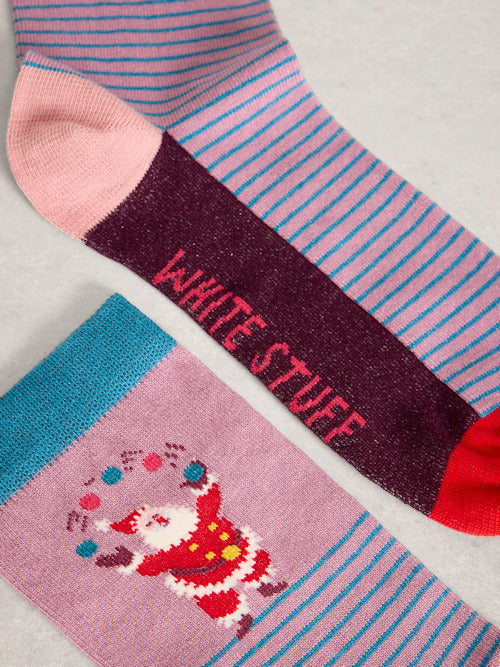 White Stuff Women's Juggling Santa In A Cracker In Pink Multi