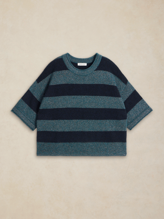 White Stuff Women's Kate Sparkle Strip Tee In Teal Multi
