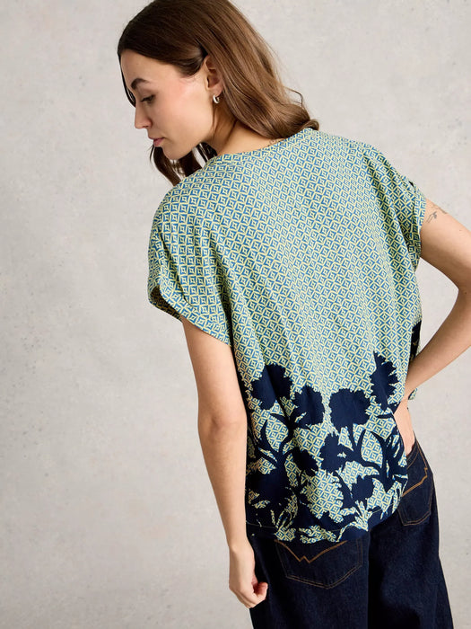 White Stuff Women's Kate Top In Green Print