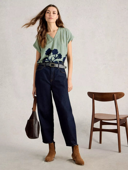 White Stuff Women's Kate Top In Green Print