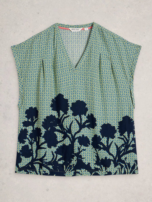 White Stuff Women's Kate Top In Green Print