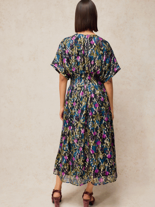 White Stuff Women's Katie Pleat Dress In Navy Print