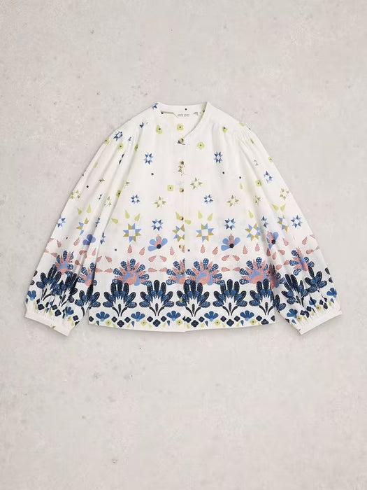 White Stuff Women's Lana LS Top In Ivory Multi