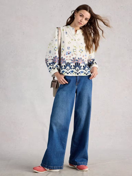 White Stuff Women's Lana LS Top In Ivory Multi