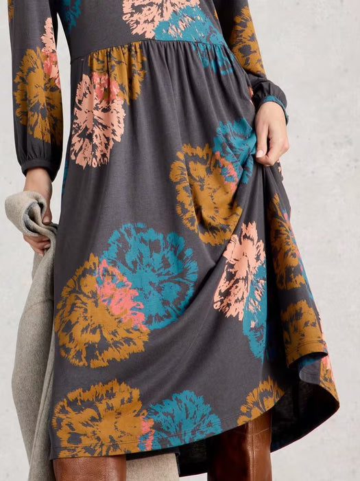 White Stuff Women's Leah Midi Jersey Dress In Black Multi