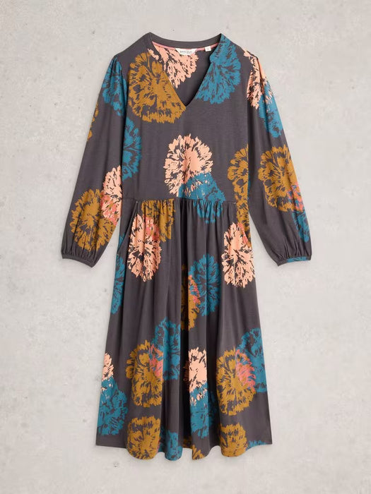 White Stuff Women's Leah Midi Jersey Dress In Black Multi