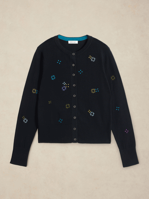 White Stuff Women's Lois Embroidered Cardi In Pure Black