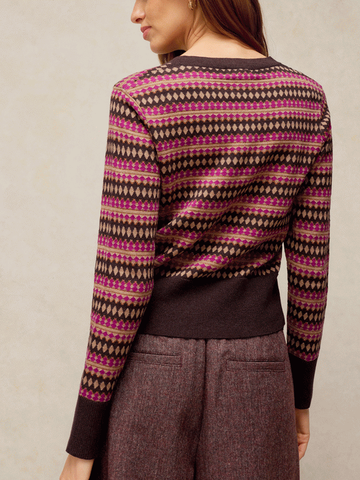 White Stuff Women's Lois Farisle Cardi In Pink Multi