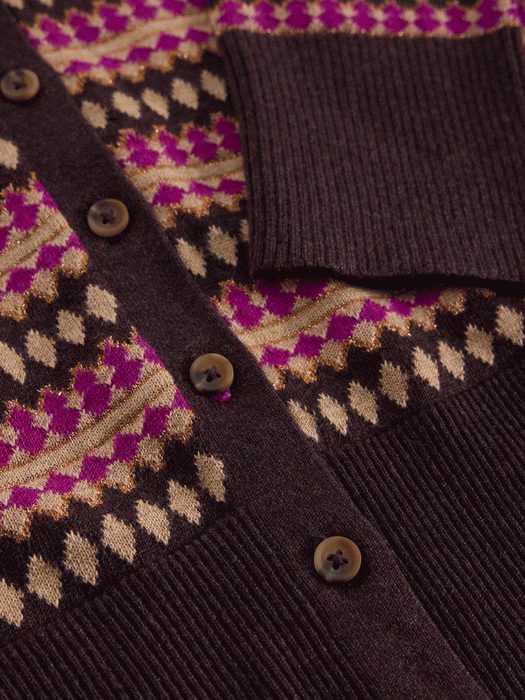White Stuff Women's Lois Farisle Cardi In Pink Multi