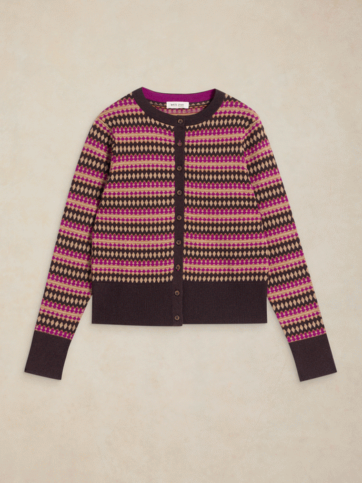 White Stuff Women's Lois Farisle Cardi In Pink Multi