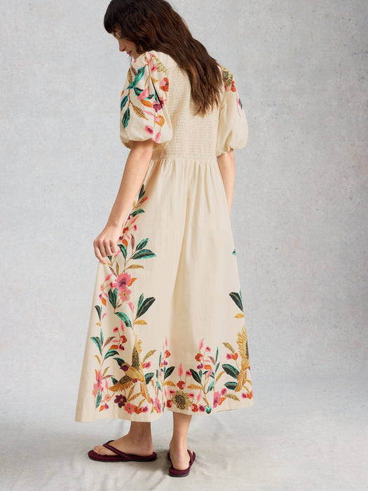 White Stuff Women's Maeve Embroidered Midi Dress In Ivory Multi